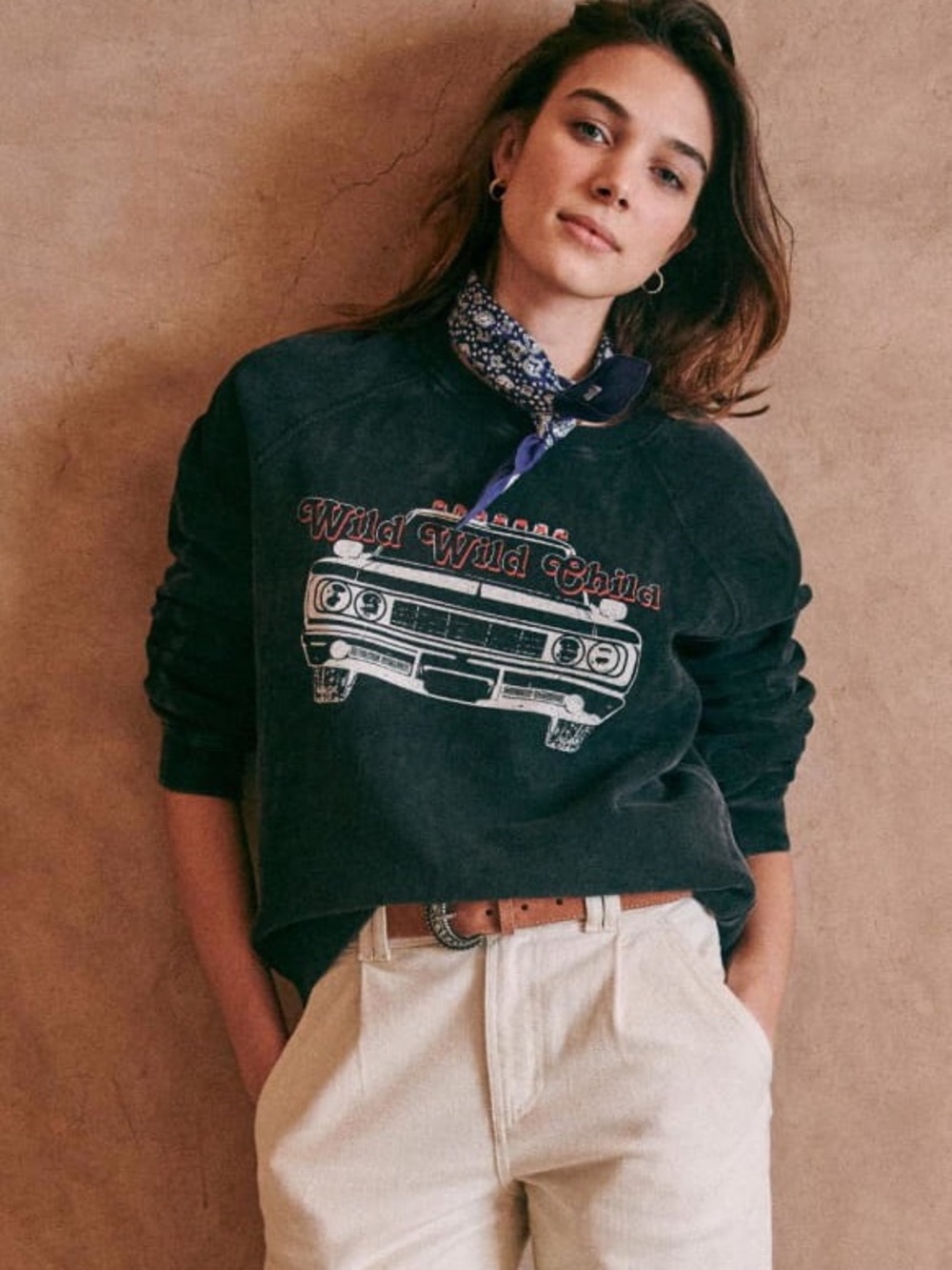 NWT Sezane Black Vintage Car Graphic wild child Sweatshirt